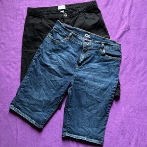 Girls Black and Blue Denim Shorts 16